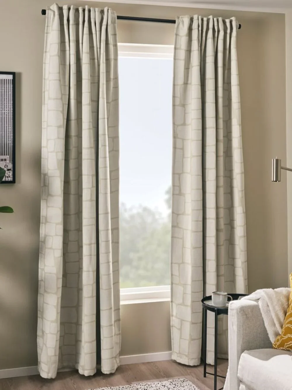 New IKEA  LÖNNSTÄVMAL Black-out Curtains 1 Pair Beige  57x98